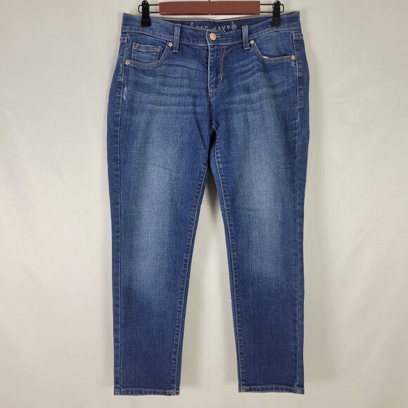 Old Navy Jeans Womens 4 Blue Low Rise Slim Straight Distressed Denim W32 x L25.5 - Picture 1 of 15